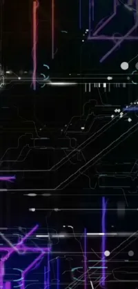 This phone live wallpaper features a close up of a digital computer circuit board in black and purple on a studio background