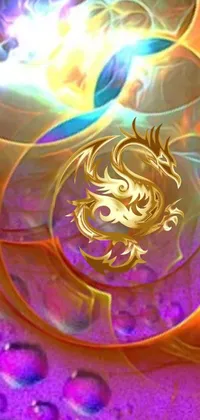 This live wallpaper for your phone features a breathtaking digital painting of a dragon set against a striking purple background