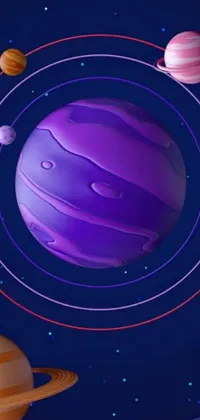 Looking for a stunning phone live wallpaper that will transport you to another galaxy? Check out this impressive design featuring a group of beautifully rendered planets in a gorgeous shade of purple