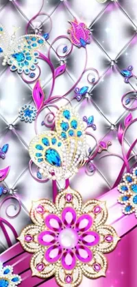 Introducing a stunning phone live wallpaper with a blend of jewelry and floral design