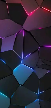 This live wallpaper for your phone features digital art by Android Jones in a stunning black, blue, and purple scheme