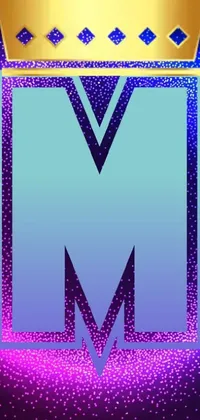 This phone live wallpaper depicts a crown on top of a holographic "M", rendered in stunning vector art