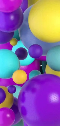This phone live wallpaper features a stunning display of colorful balloons floating in the air