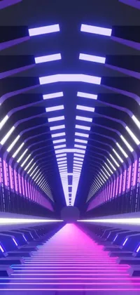 The futuristic phone live wallpaper depicts an endless tunnel with captivating lights