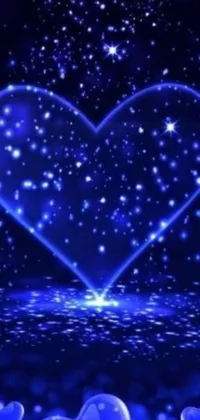 This phone live wallpaper features a stunning blue heart encircled by sparkling bubbles and twinkling stars