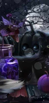 Purple Liquid Cat Live Wallpaper