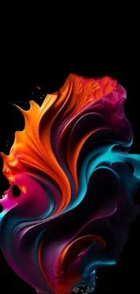 This colorful wallpaper features a stunning digital art design with a beautiful paint pour effect on a black background