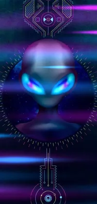 This phone wallpaper boasts digital art of a mysterious gray alien with glowing eyes