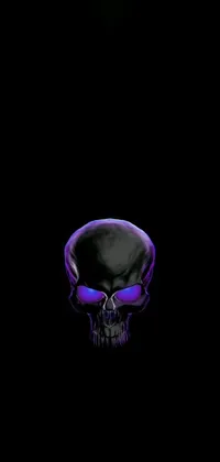 Experience a stunning live phone wallpaper featuring a highly detailed and textured skull in the dark