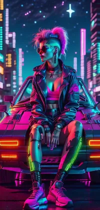 Cyberpunk Girl with Pink Hoodie Live Wallpaper - download