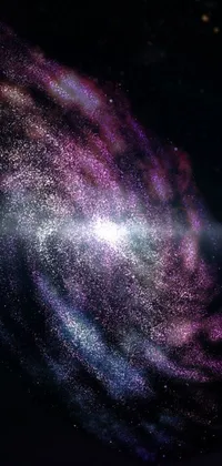 This phone live wallpaper features a computer-generated, highly detailed depiction of a captivating galaxy