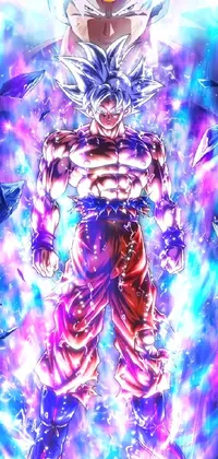 Elevate your phone wallpaper game with this eye-catching live wallpaper featuring Goku from the popular anime series Dragon Ball