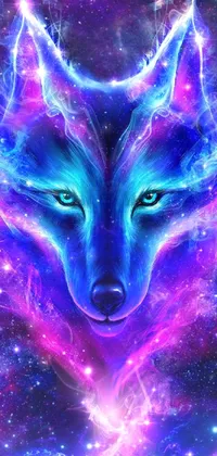Looking for a visually stunning live wallpaper? Look no further than this gorgeous purple and blue wolf with stars in the background! This detailed and ethereal fox is surrounded by glowing blue energy and accented by a cosmic Canada goose