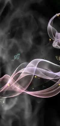 This phone live wallpaper features a mesmerizing digital art of smoke on a black background