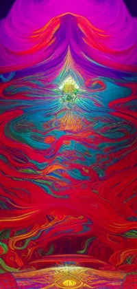 This psychedelic phone live wallpaper features a car against a swirling flow of energy in front of a vivid poster art backdrop