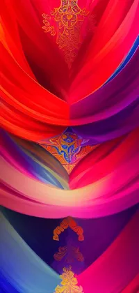 This heart-themed phone live wallpaper features an intricate and colorful design with Arabian calligraphy and glowing drapes