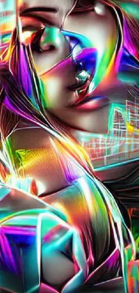 Immerse yourself in the stunning world of neon digital art with this eye-catching live wallpaper