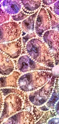 This phone live wallpaper features a close up view of an intricately beaded fabric, creating a generative digital rendering