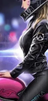 Purple Thigh Leather Jacket Live Wallpaper