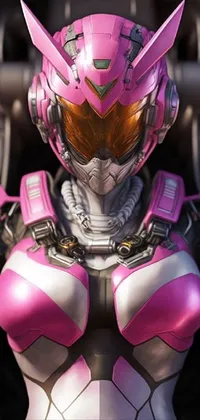Introducing a stunning phone live wallpaper featuring a highly detailed digital rendering of a woman in a pink suit