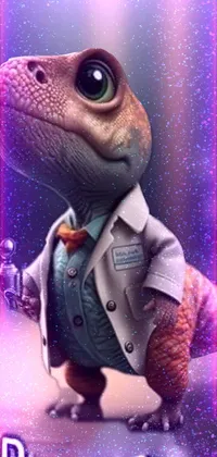 This lively phone live wallpaper showcases a lizard dressed in a smart suit and tie, complete with a stethoscope around its neck