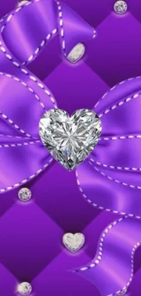 This stunning live wallpaper features a vibrant purple background adorned with diamonds crafted into hearts and bows