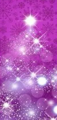 This beautiful phone live wallpaper features a purple Christmas tree with white sparkles against a deep purple backdrop