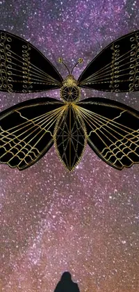 This phone live wallpaper showcases a stunning digital art piece of a butterfly in ultrafine detail