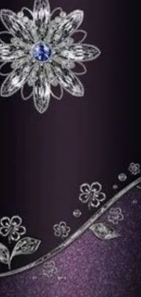 This phone live wallpaper features a stunning flower close-up on a purple background designed with an art nouveau touch