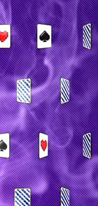 This phone live wallpaper features a vibrant and eye-catching purple background adorned with a stunning digital rendering of a series of playing cards