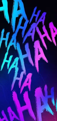 This live phone wallpaper features a close-up shot of neon-colored words against a dark background