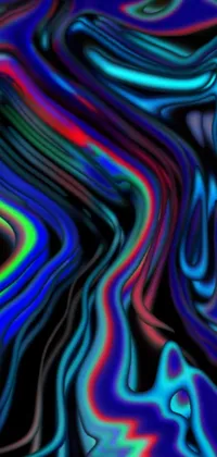 This phone live wallpaper showcases a mesmerizing close-up of a vibrant abstract painting in vivid colors