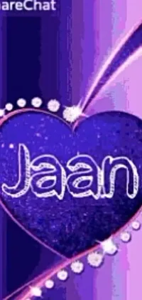 This live wallpaper features a beautiful jewel-toned purple heart with the word "jaan" written in a delicate script font
