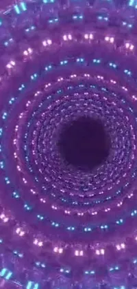 This mesmerizing live wallpaper for your phone features a hypnotic circular pattern adorned with blue and purple lights