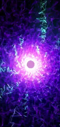 Get mesmerized with this phone live wallpaper! A close-up shot of a purple and blue light captured from a digital art piece, highlighting the concept of "god particle"