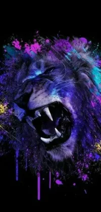 This lion-inspired live wallpaper features a close-up of a roaring lion with intense golden eyes
