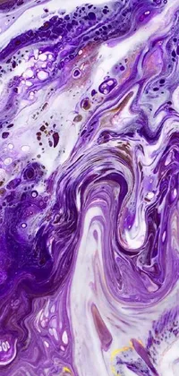 This phone live wallpaper features a stunning painting of purple and white hues