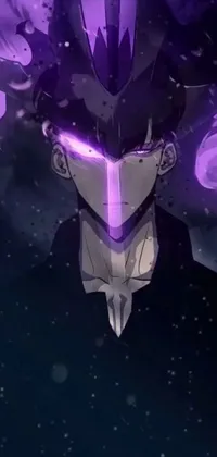 This phone live wallpaper features a captivating close-up of a character with vivid purple hair that is perfect for those who love science fiction and fantasy themes