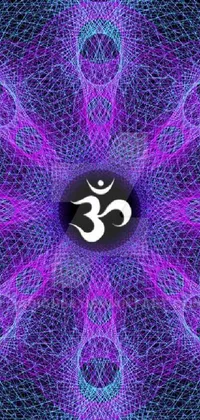 Elevate your phone's aesthetic with this magnetic live wallpaper featuring a purple and blue flower boasting a sacred Om sign at its center