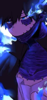 This striking phone live wallpaper features a close-up of a person with bold blue hair, inspired by various aesthetics, including Tumblr and vanitas