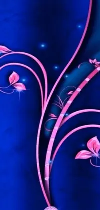 This phone live wallpaper features a stunningly detailed pink flower set against a beautiful blue background