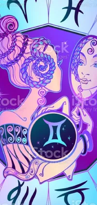 This phone live wallpaper showcases the zodiac sign with a woman holding a baby in her arms