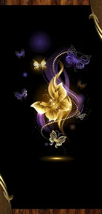 Introducing a breathtaking phone live wallpaper featuring a mesmerizing gold butterfly against a stunning black background
