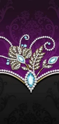 Looking for a luxurious and glamorous live wallpaper for your phone screen? Look no further than this stunning purple and black background featuring pearls and jewels crafted with intricate vector art
