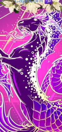This phone live wallpaper showcases a majestic horse standing on its hind legs set against a vibrant blacklight aesthetic backdrop