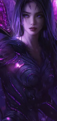 Purple Violet Black Hair Live Wallpaper