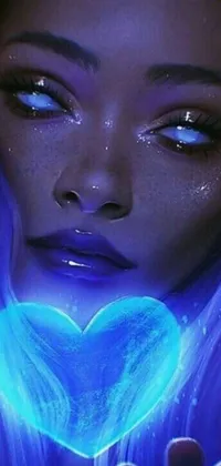 Looking for a colorful and magical live wallpaper for your phone? This stunning airbrush painting features a woman holding a glowing heart in her hands
