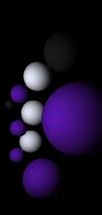 This lively phone live wallpaper presents an enchanting display of white and purple balls against a black background