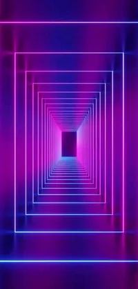 This animating phone wallpaper depicts a vibrant tunnel illuminated by neon lights in shades of blue and purple