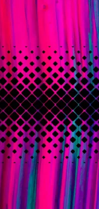 This dynamic phone live wallpaper features a vibrant pink and blue background adorned with bold black squares